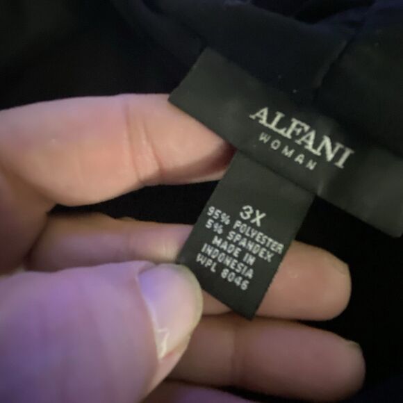 Alfani Women's Plus Size 3X Stretch Knit Basic Black Pull Over Midi Dress Party - Picture 7 of 8